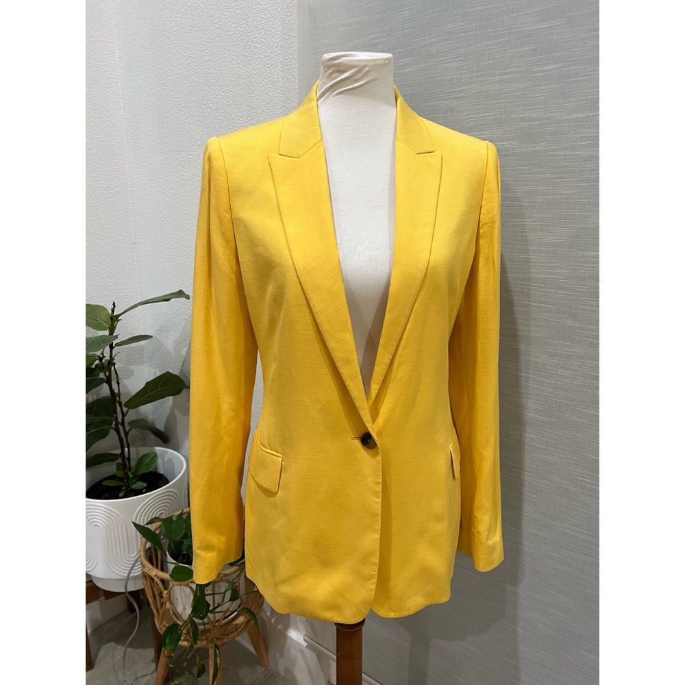 REISS Women's Haya Jacket Single Breasted Blazer Sun Yellow Size US 10 $440 - Picture 8 of 8